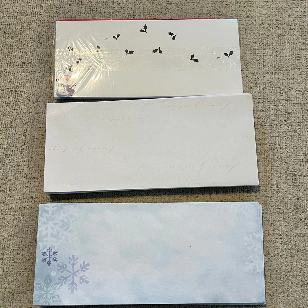 Vtg Christmas Stationery Lot Snowman Winter Paper Envelopes Hallmark Regal Mills